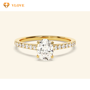 <span class=keywords><strong>Bague</strong></span> en diamant de laboratoire ovale, <span class=keywords><strong>bague</strong></span> de fiançailles en <span class=keywords><strong>or</strong></span> 14 carats avec diamant de laboratoire ovale - Product Image 1