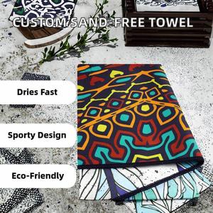 Bolsa de transporte para toalla de microfibra de gamuza, personalizada, con estampado tropical, sin arena, 80% RPET, 20% poliamida, ecológica, de secado rápido - Product Image 2
