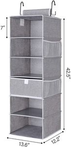 Organizador de Armario Colgante Grande de 6 Estantes con 1 Cajón, Material de Tela y Plástico PP para Ropa, Zapatos y Bolsos, para Armarios y Gabinetes - Product Image 3