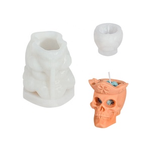 Moule en silicone 3D de la série de l'armée du crâne de la terreur d'halloween, moule de <span class=keywords><strong>bougie</strong></span>, de crâne, de roi, de cire d'aromathérapie, fournitures de fabrication de bougies, E-1024 - Product Image 5