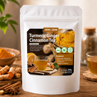 Sachets de thé détoxifiant pour le corps au curcuma, gingembre et cannelle, 2g x 120, en fibre de maïs, écologiques, pyramidaux, végétaliens, sans sucre, sans gluten, à base de plantes