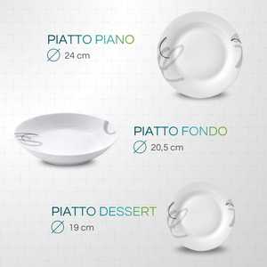 White Porcelain Dinnerware <b>Set</b> 18 <b>Pc</b> Round Plates With Decorative Design For 6 People Soup And Flat Plates - Product Image 2