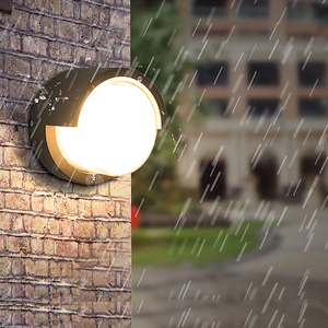 Venta al por mayor de forma redonda al aire libre jardín pared LED lámparas de aluminio redondo pared Sconce Light - Product Image 5