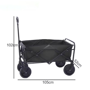 Chariot de transport à bagages de grande capacité pour le shopping, le camping et la randonnée Chariot pliable à deux roulements Plage Pique-nique Quatre roues robustes - Product Image 3