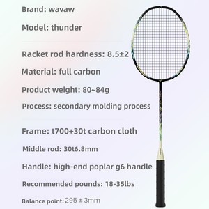 WAVAW Counterattack Thunder <span class=keywords><strong>Badminton</strong></span> Professional Single Ultra-Light Full Carbon Fiber PU Grip Soft Genuine Flagship Store 4U - Product Image 3