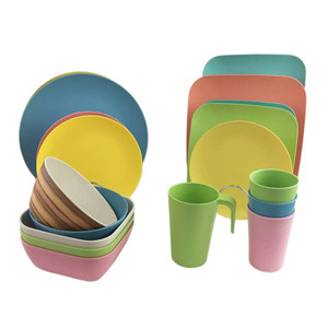Juego de Vajilla Desechable de Melamina de 16 Piezas, Redondo, con Esmalte de Color, para Picnic, Estilo Zen Asiático, Marca <span class=keywords><strong>AIMI</strong></span> - Product Image 1
