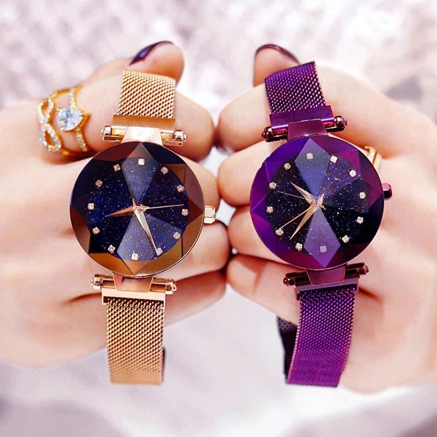 Wholesale Gift Starry Sky Women Watches Magnet Buckle Stylish Rose Gold Female Casual Quartz Wristwatch Unique Lady Girls Watch 