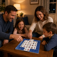 Juego de Mahjong Patriótico - Fichas de Mahjong del Día de la Independencia del 4 de Julio con Reverso Azul Brillante, Regalo de Mahjong Acrílico para la Familia