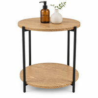 Table basse de salon en gros d'usine, table d'appoint de luxe en acier et bois pour chambres à coucher, couleur marron