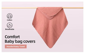 Manta Envolvente <span class=keywords><strong>de</strong></span> Algodón con Capucha para Bebé, Suave y Transpirable, Ideal para Recién <span class=keywords><strong>Nacidos</strong></span>, Amigable con la Piel, para Baño, Dormir y Guardería - Product Image 1