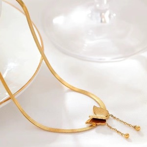 Delicate Tassel Snake <b>Chain</b> Necklace <b>Titanium</b> Stainless Steel Butterfly Gold Plated Necklace - Product Image 4
