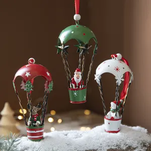 Enfeites De Árvore De Natal Decorações De Natal Arte De Ferro Natal Balão De Ar Quente Parachute pingente Para Home Holiday Party