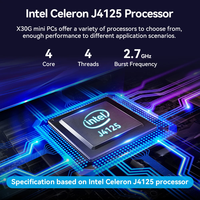 Fansız endüstriyel PC Intel Celeron J4125 DDR4 2 * RS232 6USB WIFI 3G 4G LTE çift ekran Mini PC