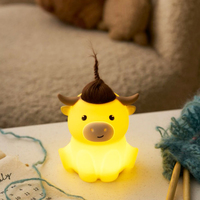 Lampu Tidur Sapi Highland, Lampu Sapi Lucu, Lampu Silikon, Lampu Tidur Bayi yang Dapat Diredupkan, Lampu LED Isi Ulang untuk Anak-Anak