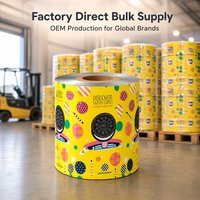 Rouleau de film d'emballage alimentaire imprimé sur mesure, design de dessin animé, laminé, souple, pour sachets de snacks, bâtonnets glacés, bonbons, thermoscellable, en vrac, OEM
