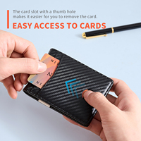 Dompet Pria RFID Slim dengan Penjepit Uang, Tempat Kartu Minimalis Lipat Dua untuk Saku Depan, Dompet Kartu Kredit Serat Karbon