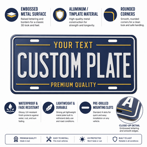 <span class=keywords><strong>Plaque</strong></span> <span class=keywords><strong>d</strong></span>'<span class=keywords><strong>immatriculation</strong></span> de voiture vintage en aluminium gaufré, <span class=keywords><strong>plaque</strong></span> <span class=keywords><strong>d</strong></span>écorative en métal avec logo personnalisé, souvenir, 6x12 pouces US, <span class=keywords><strong>livraison</strong></span> rapide - Product Image 5