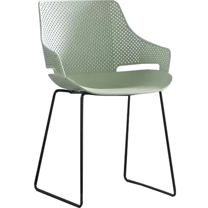Kursi plastik susun nyaman desain baru, kursi plastik bisa ditumpuk bingkai logam kursi kantor