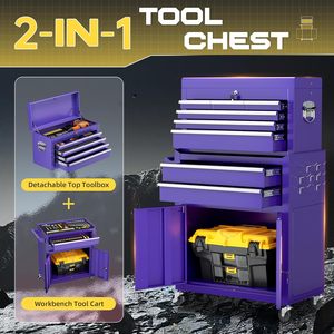 Coffre à outils roulant Omelaza à 8 tiroirs avec serrure à clé, chariot amovible à roulettes, grande capacité, organisateur d'outils pour mécanicien, <span class=keywords><strong>garage</strong></span> - Product Image 4