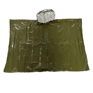 Poncho de pluie de survie Couverture d'espace en Mylar d'urgence Équipement de camping-Gardez la chaleur du corps Poncho de pluie pour les kits de survie Camping - Product Image 1