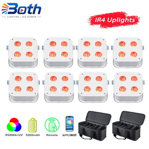 ไฟพาร์ LED ไร้สาย DMX ขนาดกะทัดรัด IR4 จำนวน 8 ชิ้น พร้อมถุง 2 ใบ กำลังไฟ 4x12W สำหรับงานดีเจ งานแต่งงาน และให้เช่า - Product Image 1