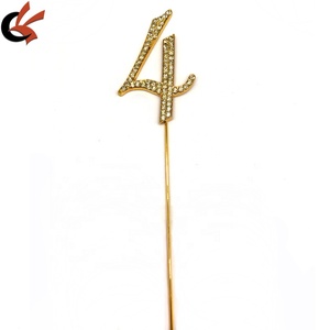 4 anni decorazione per torta per festa di 4 anni con cristalli d'oro strass Cake Topper - Product Image 2