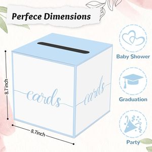 Boîte à cartes pour fête ; Boîte pour cartes bleue ; Urne à cartes pour baby shower, révélation du sexe, mariage, fête prénuptiale, anniversaire - Product Image 2