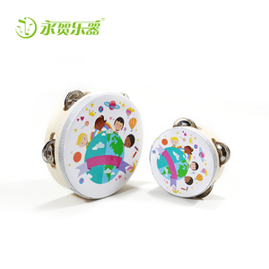 <span class=keywords><strong>Tambourin</strong></span> rond en bois pour enfants, <span class=keywords><strong>petit</strong></span> tambour à main en bois, 15 cm, pour jouets éducatifs, logo personnalisé - Product Image 3