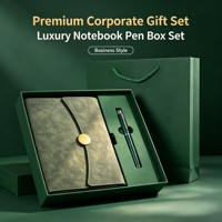 Ensemble cadeau d'entreprise personnalisé avec logo imprimé en sérigraphie, carnet A5 en PU, stylo, recharge, thermos isotherme, boîte cadeau