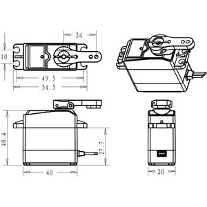 Servomoteur numérique Dsservo 25Kg 4.8-6.8V à engrenages métalliques pour voitures RC - Product Image 6