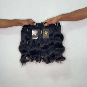 Paquete de cabello humano virgen hindú sin procesar de templo indio, estilo ondulado y rizado, con cierre y frontal, paquete de cabello de onda profunda suelta - Product Image 2