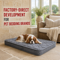 Matelas orthopédique pour chien gris matelassé, directement de l'usine, avec housse imperméable lavable, OEM ODM pour les marques d'animaux de compagnie