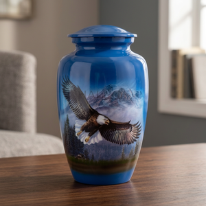Urna Funeraria Blue Eagle para Cenizas Humanas Adultas, Estilo Americano, Diseño Personalizable, Tamaño Grande - Product Image 3