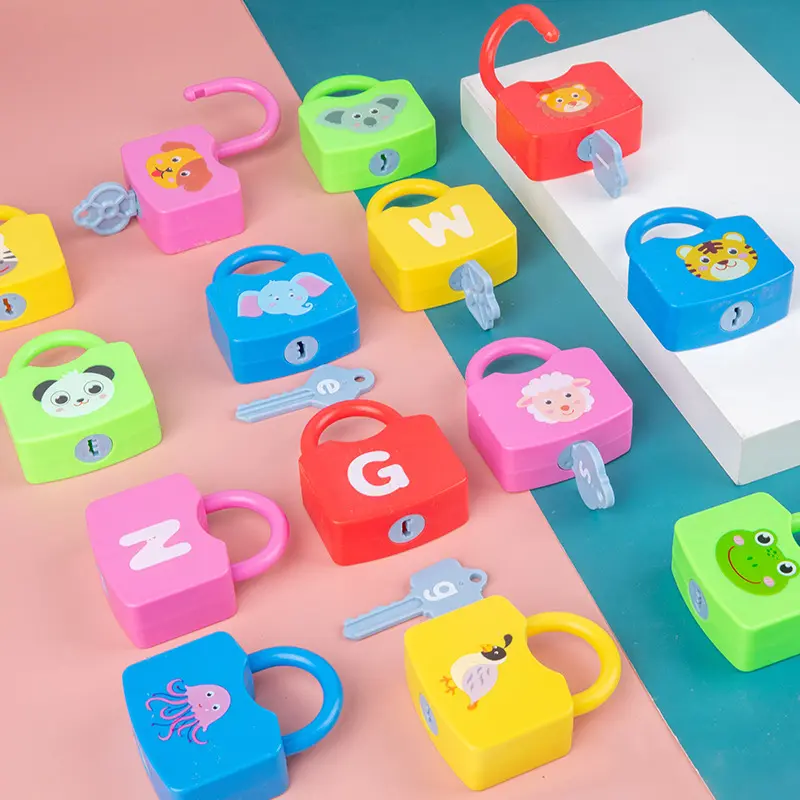 ألعاب تركيب الأطفال, مفاتيح تعليم للأطفال في سن مبكر من مونتيسوري بأحرف رقمية ملونة مفاتيح مطابقة لألعاب بناء الأطفال