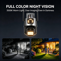 Caméra de surveillance sans fil à double écran avec vision simultanée, éclairage à lumière chaude 3500K, CMOS, étanche IP66, vue à 360°