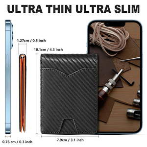Ultra Thin Synthetic Leather <b>Wallet</b> <b>For</b> <b>Men</b> Orange Black 4 Inch Credit Card Holder <b>RFID</b> Anti Theft Everyday Use - Product Image 4
