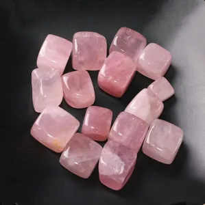 Batu Permata Kristal Merah Muda Alami Grosir Kubus Bongkahan Kuarsa Mawar Batu Bongkahan