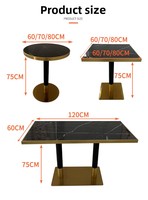 Table carrée en métal et marbre pour café, restauration rapide, vente en gros, luxe, petite taille, mobilier de restaurant moderne, table à manger commerciale