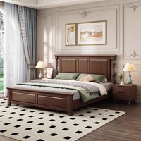 Lit double GEDO 2026 de luxe en bois massif, sommier silencieux épaissi, mobilier de chambre à coucher