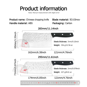 ABSHand Hammered Forged Chinese Kitchen Cleaver <b>Set</b> 2 Pieces Stainless Steel Slicing <b>Knife</b> & Bone Chopper Cleaver OEM/ODM DIY - Product Image 6