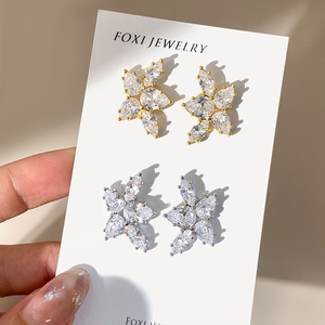 ต่างหูเพชรทรงหยดน้ำชุบทอง 18K ขายส่งจำนวนมากสำหรับผู้หญิง - Product Image 5