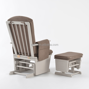 Silla mecedora de madera de respaldo alto y bajo costo para habitación infantil con reposapiés - Product Image 4