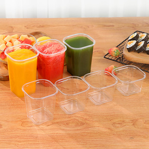 Square Plastic Pet <b>Cup</b> 301 400Ml For <b>Cold</b> Drinks Coffee Shops Dessert Stores - Product Image 3