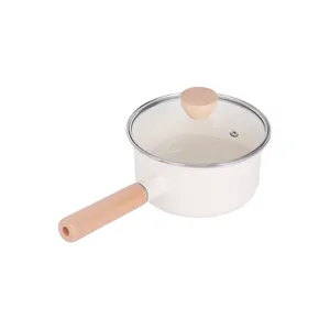 Precio bajo, olla para sopa de comida de un solo Mango, Mini cacerolas esmaltadas, utensilios de cocina esmaltados, olla para leche con un solo mango