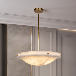 Luxury Natural Alabaster Bowl Chandelier Custom Brass Pendant <b>Ceiling</b> <b>Light</b> for Hotel Villa Dining Room Project Lighting - Product Image 2