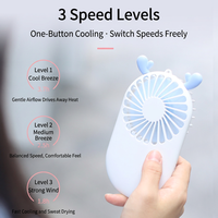 Mini ventilateur portable USB rechargeable avec antenne en forme de cœur, ventilateur de bureau portatif à 3 vitesses, faible bruit pour un usage quotidien