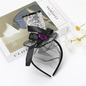 Diademas de Carnaval de Halloween para Niños, Lindas Diademas con Diseño de Sombrero de Bruja con Brillantina y Malla de Peluche, Accesorio para el Cabello para Fiestas Infantiles - Product Image 4