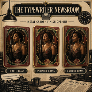 The Typewriter Newsroom - Juego de Tarjetas Coleccionables de Metal Grabado en Latón de Primera Calidad para Coleccionistas y Amantes del Arte del Periodismo Vintage - Product Image 6