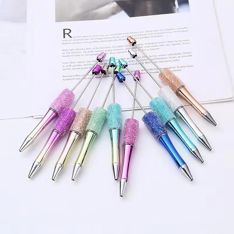New Design Amazon TikTok Sugar Pens ballpoint Plush Pens Diy Pencil Accessories Metal Ballpoint Premade Beaded Pen