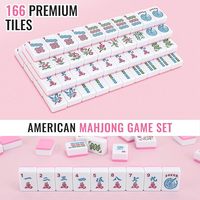 Meilleures ventes : Grand ensemble de tuiles de Mahjong 31.5x23x16mm, jeu américain, impression Jumbo épaisse avec poussoirs, sac de voyage, tapis et cartes de mélange